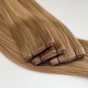 Haiyi-Extensions de cheveux humains véritables, reflets de trame <span class=keywords><strong>blond</strong></span> cendré et <span class=keywords><strong>blond</strong></span> <span class=keywords><strong>doré</strong></span>, extensions de cheveux humains à coudre - Product Image 6