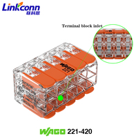Connecteur de fil à enfoncer à 10 pôles 600V 20A 221-420 Connexion rapide Wagos pour câblage Connecteur de borne 4mm avec certification ENEC