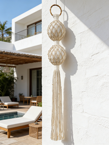 Tapiz de macramé <span class=keywords><strong>mexicano</strong></span> con flecos individuales y diseño de cuadrícula, artículos decorativos para colgar en la pared, para un hogar acogedor - Product Image 2