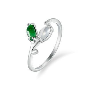 Natural Myanmar genuine jadeite oval-shaped <b>ring</b>, icy-grade jade, S925 <b>silver</b> set on finger, women's style, <b>adjustable</b> design - Product Image 1