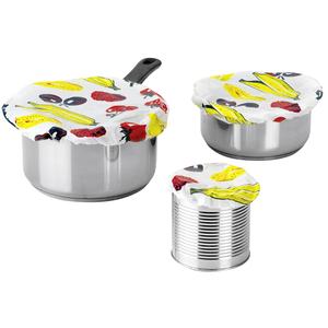 Ensemble de 5 couvercles de casseroles de différentes tailles (9, 14, 17, 19, 25 cm) pour le stockage des aliments, avec motif imprimé de légumes, pour casseroles et bols - Product Image 1