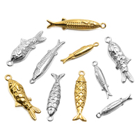Bijoux fantaisie en gros DIY : Breloques animaux marins mignons, hypoallergéniques, en acier inoxydable plaqué or 18 carats, pendentif poisson 3D, collier et boucles d'oreilles