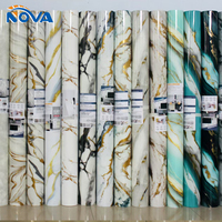 Autocollant mural moderne en PVC effet marbre brillant épaissi de qualité supérieure, amovible sans résidu, facile à nettoyer, pour cuisine, chambre, maison de location, appartement