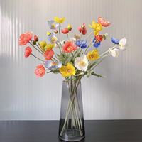 Poppies artificielles en soie de haute qualité, tiges floquées, pliables, rouge, orange, blanc, fleurs de pavot pour la décoration de mariage, de la maison et de la table