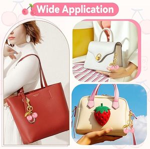 Cherry Bag Charm Cherry Keychain Hanging <b>Purse</b> Decoration <b>Cute</b> Pendant for Women Accessories Fashionable Handbag Car Keys - Product Image 5