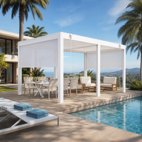 Pérgola de Aluminio con Techo de Lamas Manual, de Gran Venta, para Jardín, Spa o Pabellón, Resistente a la Humedad y al Viento