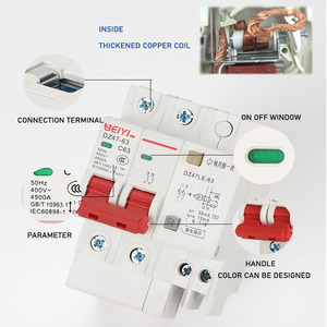 BEIYIミニサーキットブレーカー1p <span class=keywords><strong>2p</strong></span> 3p 4p RCBO elcb漏電サーキットブレーカー1p n <span class=keywords><strong>25a</strong></span> 32a 63a - Product Image 2