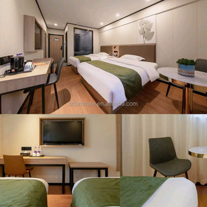 Budget-friendly Hotel Project Furniture Complete Bedroom Sets With Wooden Bed Frame Mattress Side Table <b>Wardrobe</b> & TV Cabinet - Product Image 4