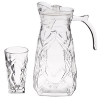 Carafe en verre transparente avec poignée pour boissons, jus, eau, 2000 ml avec couvercle en plastique