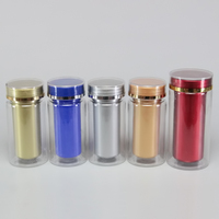EN STOCK Flacon de pilules en plastique PS jaune/rouge/bleu/blanc/argenté pour compléments alimentaires et médicaments