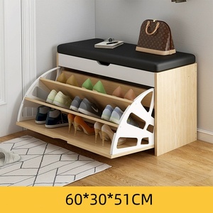 Modern Wood Flip Drawer Shoe Storage Bench Cushioned Entryway Shoe <strong>Cabinet</strong> for Bedroom Living Room or <strong>Hallway</strong> - Product Image 2
