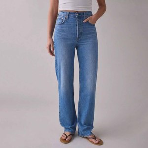 Jeans slim droits <span class=keywords><strong>taille</strong></span> <span class=keywords><strong>haute</strong></span> personnalisés pour femme, style décontracté vintage, en denim, coupe <span class=keywords><strong>mom</strong></span> - Product Image 3