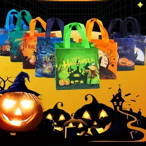 Sacolas para presentes de Halloween não tecidas, sacolas para doces e travessuras, sacolas dobráveis personalizadas ecológicas, venda imperdível