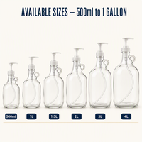 Grande bouteille distributrice en verre avec pompe 500ml 1L 1.5L 2L 3L 4L 1 Gallon avec poignée pour lessive liquide et détergent – Vente en gros
