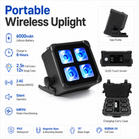 Foco LED Profesional IP65 Resistente al Agua con Batería, 4X20W, DMX Inalámbrico, RGBWAUV, Iluminación de Escenario para Alquiler en Eventos y Bodas