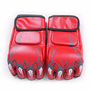 ถุงมือสำรองหนังวัวสีดำด้านเปิดฝ่ามือ,ถุงมือ MMA สำหรับการต่อสู้ - Product Image 1