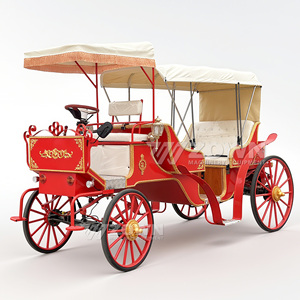 Carruaje Eléctrico Clásico Rojo de 4 Ruedas y 4-6 Asientos con Toldo para Turismo - Product Image 2