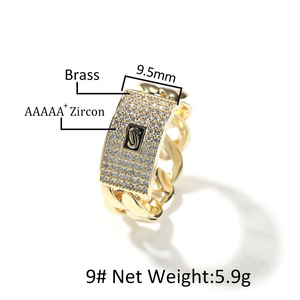 Anillo BES Hip Hop Geometría Cubana Chapado en Oro <span class=keywords><strong>de</strong></span> 14K, Anillo para Hombre, Joyería para Fiesta Rap <span class=keywords><strong>Rock</strong></span>, Anillo Cubano - Product Image 2