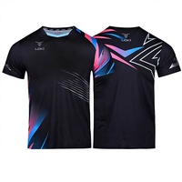 Camiseta Deportiva de Tenis de Mesa y Bádminton, de Secado Rápido y Transpirable, Manga Corta, Cuello en V, Unisex, de Malla Elástica, para Verano