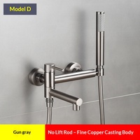 Robinet de douche en cuivre gris anthracite pour salle de bain, maison, hôtel, appartement, avec douchette à main, tuyau de douche et mitigeur monocommande, design moderne et minimaliste