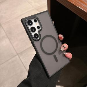 <span class=keywords><strong>Coque</strong></span> transparente mate pour téléphone portable Samsung S25 avec anneau magnétique, grand trou, PC, couleur simple, S24 S23 - Product Image 2
