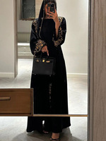 Abaya noire modeste à manches longues de haute qualité pour femmes musulmanes, robe de soirée avec détails en strass, robe de l'Aïd, robe de soirée pour femmes du Moyen-Orient, banquets