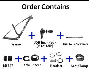 Cadre de vélo de montagne VTT en fibre de carbone BXT MTB-086 29er, nouveau, Hardtail, 1100g, frein à disque, UDH Boost, Vertical Compliance - Product Image 3