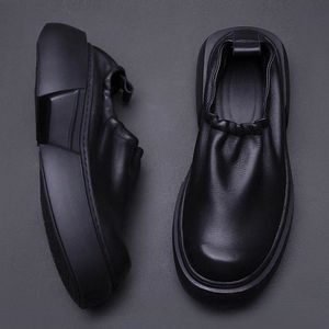 Mocassins en cuir noir formels pour hommes, style décontracté chic, à lacets, semelles souples et antidérapantes, pour le printemps - Product Image 3