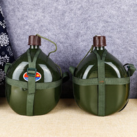 Bouteille d'eau en aluminium verte avec sangle, style vintage, pour le camping et la randonnée