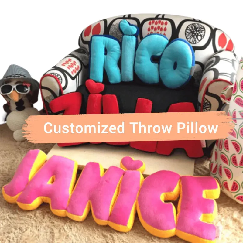 OEM ODM Fill Customized Logo Personalized Design Soft Plush Material Letter Pillow for Decoration