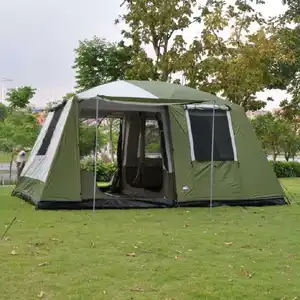 Factory customize 460*305*H210cm 2 rooms 1 mall large space 6 7 8 persons double layers camping family outdoor tent for hiking