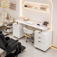 Table de manucure professionnelle avec deux armoires de rangement, grand plateau, poste de travail pour salon de manucure et spa beauté