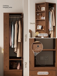 Armoire <span class=keywords><strong>de</strong></span> chevet d'angle en bois massif <span class=keywords><strong>de</strong></span> luxe léger avec porte-manteau pour petit appartement, unité <span class=keywords><strong>de</strong></span> rangement <span class=keywords><strong>de</strong></span> <span class=keywords><strong>chambre</strong></span> ZWJ046 - Product Image 4