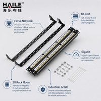 Panel de Conexiones CAT5e de 48 Puertos Gigabit 2U Tipo Split, Panel de Conexiones de Red para Gabinete de Grado Ingeniería