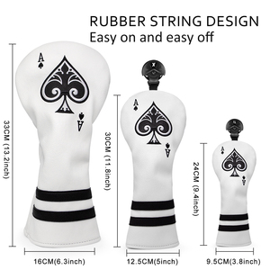 Venta al por mayor <span class=keywords><strong>Golf</strong></span> Club Headcovers Spade A #1 #3 #5 <span class=keywords><strong>Golf</strong></span> Driver Fairway Hybrid Wood Head Covers con etiquetas numéricas - Product Image 2