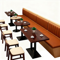 Fabricant Hôtel Table à manger Chaises Cabine de canapé Bois massif Meubles de café Ensemble cabines commerciales pour Restaurant Siège de 4 personnes