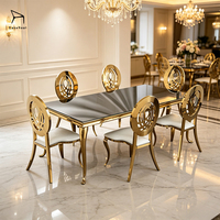 Chaises d'hôtel en cuir doré avec structure métallique pour villa, salon et banquet