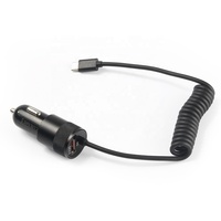 Chargeur de voiture HNT en gros 48W avec port PD 30W Type-C + USB-A et câble rétractable compatible QC3.0 pour iPhone, logo personnalisable