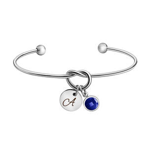 Dropshipping Stainless Steel Women's Jewelry <b>Charm</b> Knot Personalized Birthstone Custom Name Circle Crystal Gemstone <b>Bracelet</b> - Product Image 5