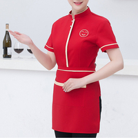 Uniforme de barman et de serveuse en polyester et coton mélangé rouge, noir et violet pour hommes et femmes