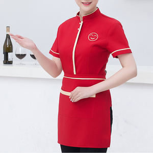 Uniforme de <span class=keywords><strong>Camarero</strong></span> y Camarera para Hombre y Mujer, Mezcla de Poliéster y Algodón, Rojo, Negro y Morado - Product Image 5