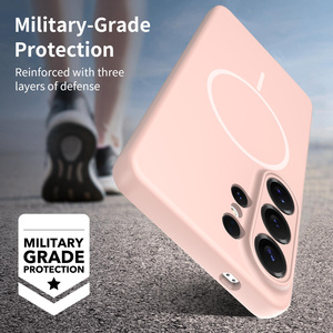 <span class=keywords><strong>Coque</strong></span> de téléphone <span class=keywords><strong>Samsung</strong></span> S26 Ultra rose couleur unie, antichoc, magnétique, avec protection d'objectif à trou de précision et toucher doux - Product Image 5
