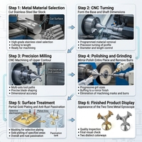 Pièce de traitement usinée CNC de précision en acier inoxydable OEM pour connecteur de valve de refroidissement liquide, usinage par centrage
