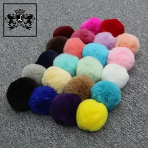 High Quality Colorful Fluffy Soft Animal Fur Accessories Real Rabbit Fur Pompom