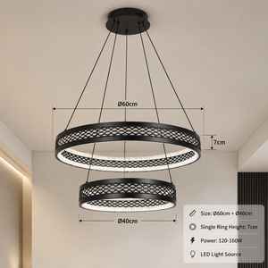 Lustre moderne en fer rond à LED, dimmable, télécommande tricolore, pour salle à manger, salon, décoration intérieure - Product Image 4