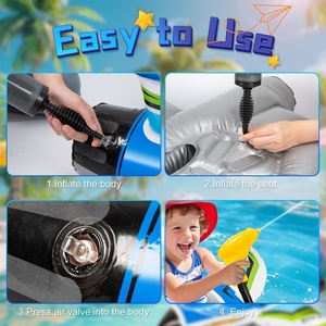 Bateau gonflable en PVC en forme d'avion avec pistolet à eau et poignée 108*105 CM pour enfants, idéal pour l'été, la plage et les jeux aquatiques en extérieur - Product Image 3
