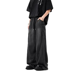 American Style Lightweight Design Pure Cotton Casual Spring Trendy Loose Straight Scimitar Pants <b>Men</b> Wide Leg Sweatpants Painted - Product Image 5