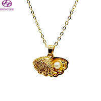 Collier pendentif en perle de coquillage incrustée de zircon plaqué or 18 carats, chaîne fine, bijoux tendance pour femmes, pour tous les jours et les mariages