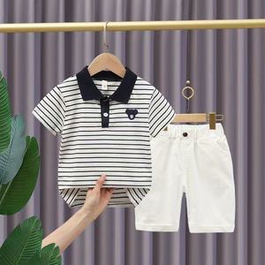 Ensemble d'été en coton pour garçons, t-shirt à manches courtes et short, idéal pour le quotidien des enfants, respirant et décontracté, lot <span class=keywords><strong>de</strong></span> 2 pièces - Product Image 2
