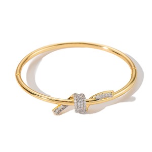 Crystal <b>Bracelet</b> Gold <b>Silver</b> Two Tone Cross Knot Design Party Jewelry Fashionable Luxurious Twist <b>Bangle</b> - Product Image 5